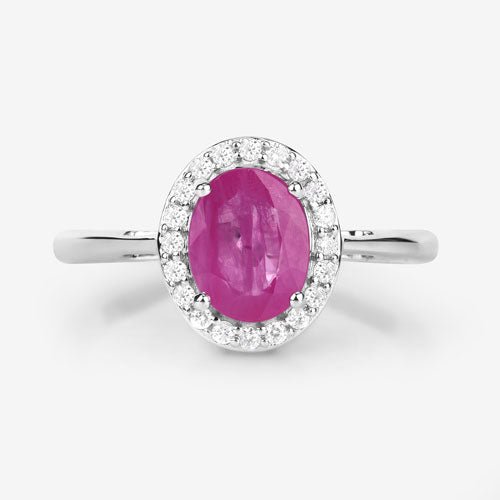 1.83 Carat Genuine Ruby and White Diamond 14K White Gold Ring - Rings - Custom Crafting Alliance, LLC
