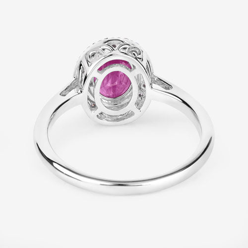 1.83 Carat Genuine Ruby and White Diamond 14K White Gold Ring - Rings - Custom Crafting Alliance, LLC
