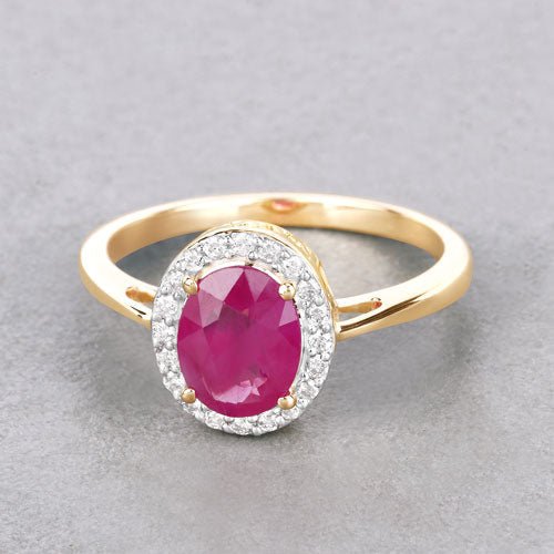 1.83 Carat Genuine Ruby and White Diamond 14K Yellow Gold Ring - Rings - Custom Crafting Alliance, LLC