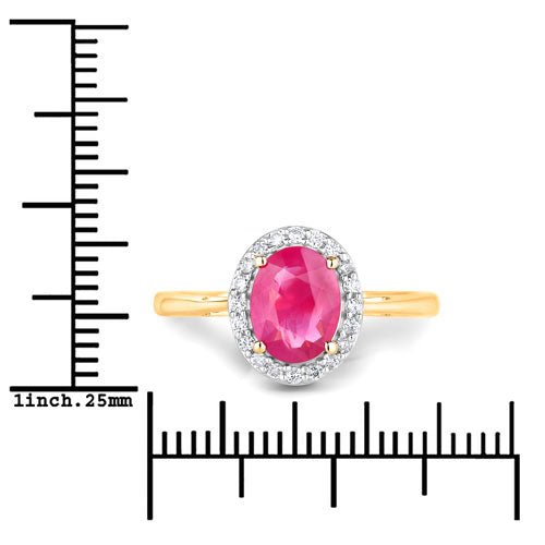 1.83 Carat Genuine Ruby and White Diamond 14K Yellow Gold Ring - Rings - Custom Crafting Alliance, LLC