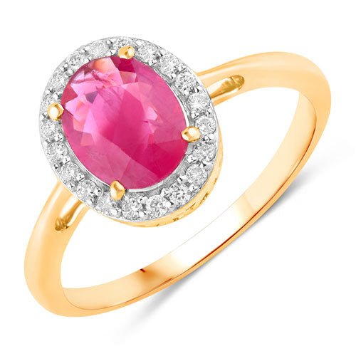 1.83 Carat Genuine Ruby and White Diamond 14K Yellow Gold Ring - Rings - Custom Crafting Alliance, LLC