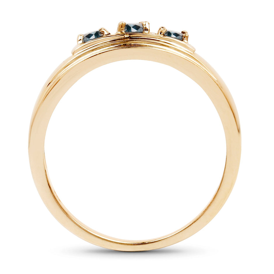 14K Yellow Gold Plated 0.33 Carat Genuine Blue Diamond .925 Sterling Silver Ring