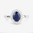 1.84 Carat Genuine Blue Sapphire and White Diamond 14K White Gold Ring - Rings - Custom Crafting Alliance, LLC