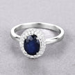 1.84 Carat Genuine Blue Sapphire and White Diamond 14K White Gold Ring - Rings - Custom Crafting Alliance, LLC