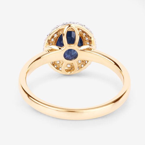 1.84 Carat Genuine Blue Sapphire and White Diamond 14K Yellow Gold Ring - Rings - Custom Crafting Alliance, LLC