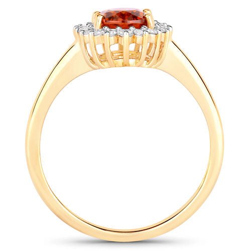 1.87 Carat Genuine Spessartite Garnet and White Diamond 14K Yellow Gold Ring - Rings - Custom Crafting Alliance, LLC