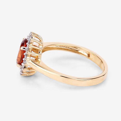 1.87 Carat Genuine Spessartite Garnet and White Diamond 14K Yellow Gold Ring - Rings - Custom Crafting Alliance, LLC