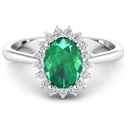 1.87 Carat Genuine Zambian Emerald and White Diamond 14K White Gold Ring - Rings - Custom Crafting Alliance, LLC