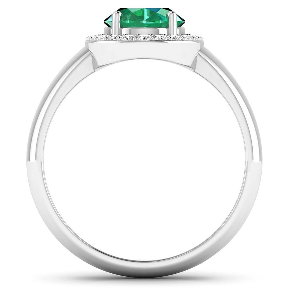 1.87 Carat Genuine Zambian Emerald and White Diamond 14K White Gold Ring - Rings - Custom Crafting Alliance, LLC