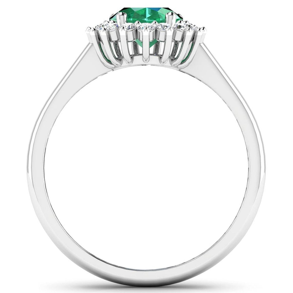 1.87 Carat Genuine Zambian Emerald and White Diamond 14K White Gold Ring - Rings - Custom Crafting Alliance, LLC
