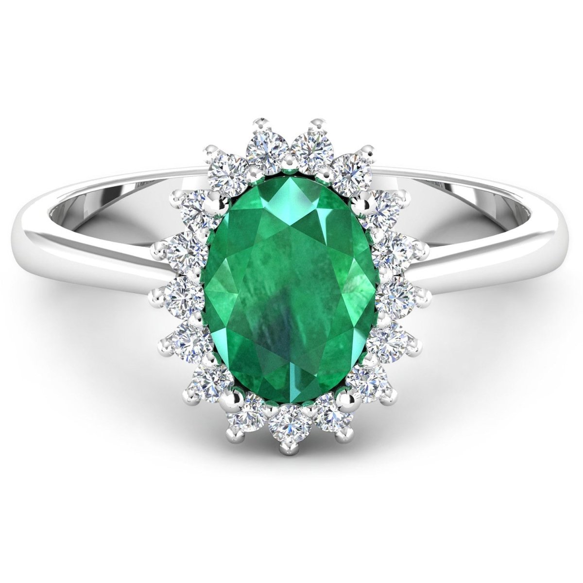 1.87 Carat Genuine Zambian Emerald and White Diamond 14K White Gold Ring - Rings - Custom Crafting Alliance, LLC