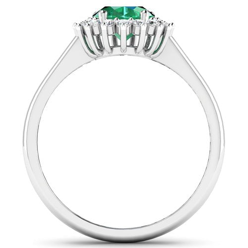 1.87 Carat Genuine Zambian Emerald and White Diamond 14K White Gold Ring - Rings - Custom Crafting Alliance, LLC