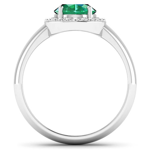 1.87 Carat Genuine Zambian Emerald and White Diamond 14K White Gold Ring - Rings - Custom Crafting Alliance, LLC