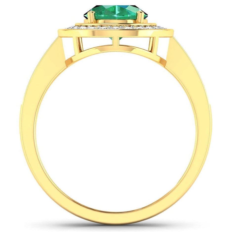 1.87 Carat Genuine Zambian Emerald and White Diamond 14K Yellow Gold Ring - Rings - Custom Crafting Alliance, LLC