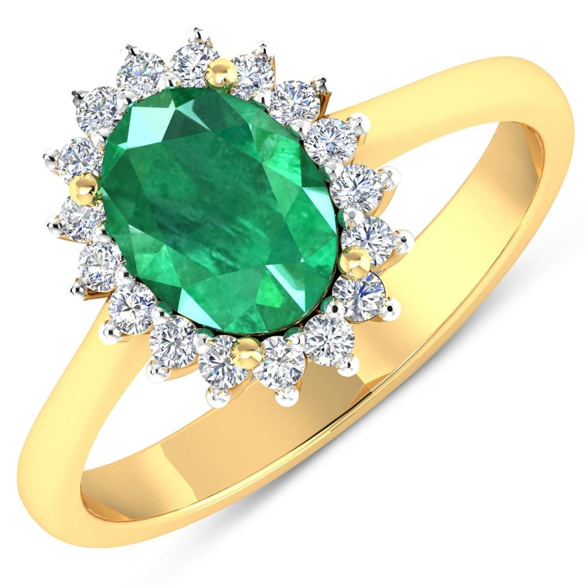 1.87 Carat Genuine Zambian Emerald and White Diamond 14K Yellow Gold Ring - Rings - Custom Crafting Alliance, LLC