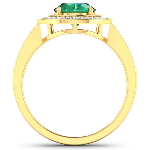 1.87 Carat Genuine Zambian Emerald and White Diamond 14K Yellow Gold Ring - Rings - Custom Crafting Alliance, LLC