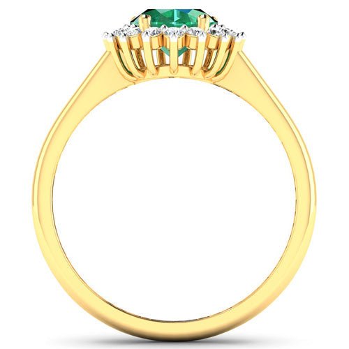 1.87 Carat Genuine Zambian Emerald and White Diamond 14K Yellow Gold Ring - Rings - Custom Crafting Alliance, LLC