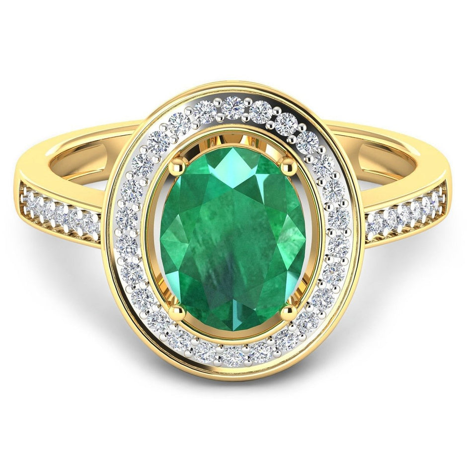 1.87 Carat Genuine Zambian Emerald and White Diamond 14K Yellow Gold Ring - Rings - Custom Crafting Alliance, LLC