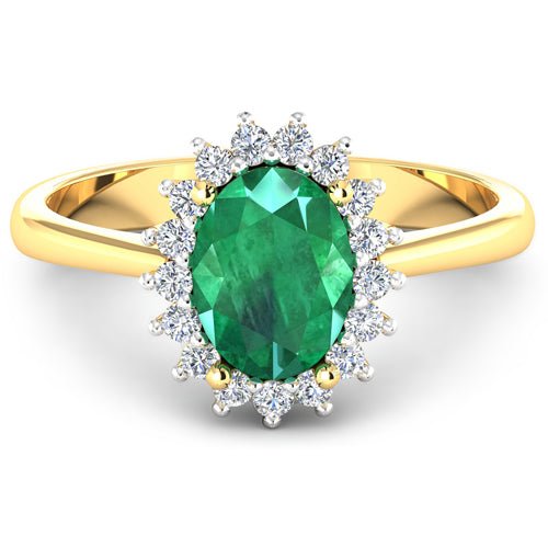 1.87 Carat Genuine Zambian Emerald and White Diamond 14K Yellow Gold Ring - Rings - Custom Crafting Alliance, LLC