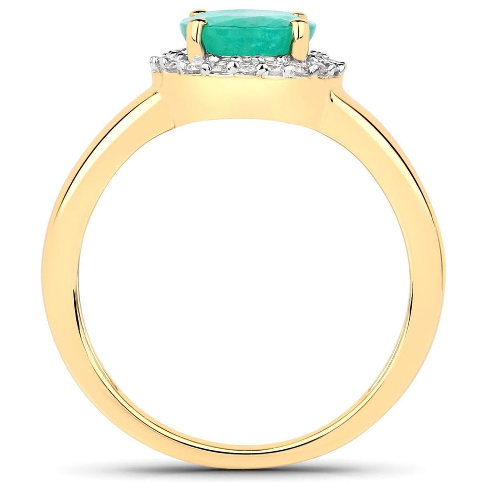 1.87 Carat Genuine Zambian Emerald and White Diamond 14K Yellow Gold Ring - Rings - Custom Crafting Alliance, LLC