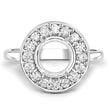 0.48 Carat Genuine White Diamond 14K White Gold Semi Mount Ring - holds 8.00mm Round Gemstone
