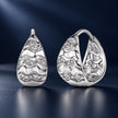 925 Sterling Silver White Gold Plated CZ 1.4 x 0.7 cm Hoop Earrings for Women