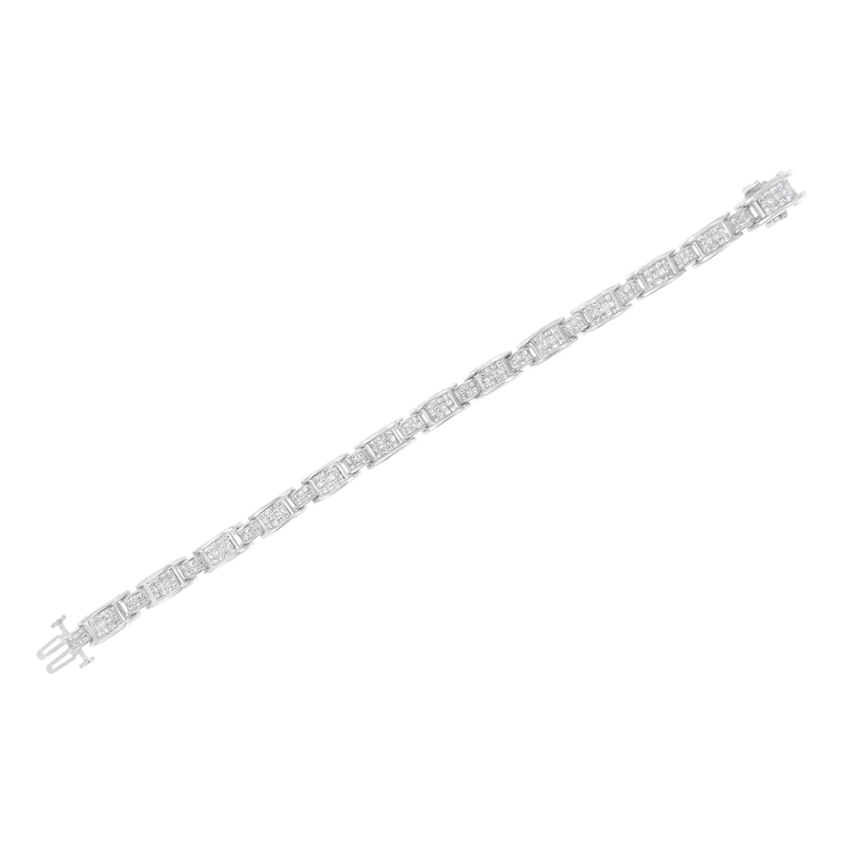 14K White Gold 5.0 Cttw Princess Cut Diamond Invisible Set Alternating Size D Shaped Links Tennis Bracelet (H-I Color, SI2-I1 Clarity) - 7â€