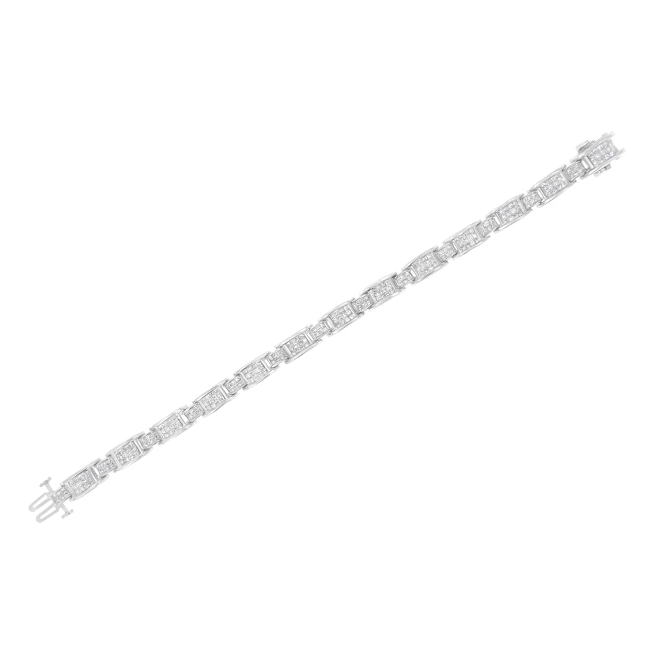 14K White Gold 5.0 Cttw Princess Cut Diamond Invisible Set Alternating Size D Shaped Links Tennis Bracelet (H-I Color, SI2-I1 Clarity) - 7â€