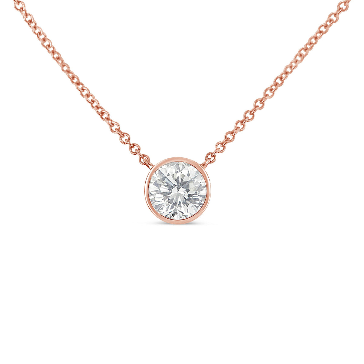 10K Rose Gold 1/3 Carat Round Brilliant-Cut Diamond Modern Bezel-Set Solitaire 16