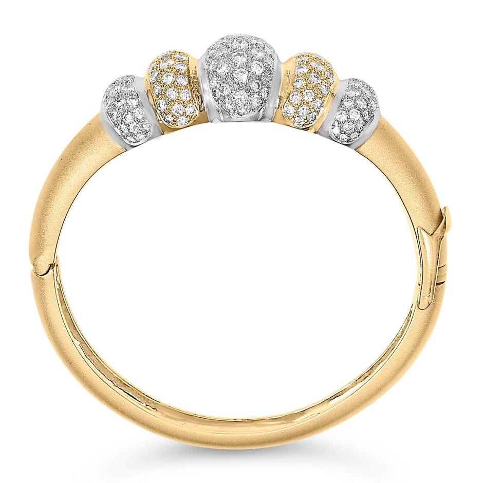 18K Gold 6.00 Cttw Diamond Graduating Dome Bangle Bracelet (G-H Color, VS2-SI1 Clarity) - Bracelets - Custom Crafting Alliance, LLC
