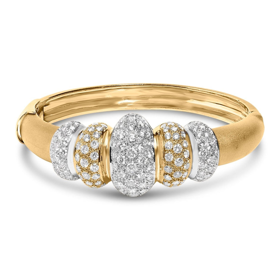 18K Gold 6.00 Cttw Diamond Graduating Dome Bangle Bracelet (G-H Color, VS2-SI1 Clarity) - Bracelets - Custom Crafting Alliance, LLC