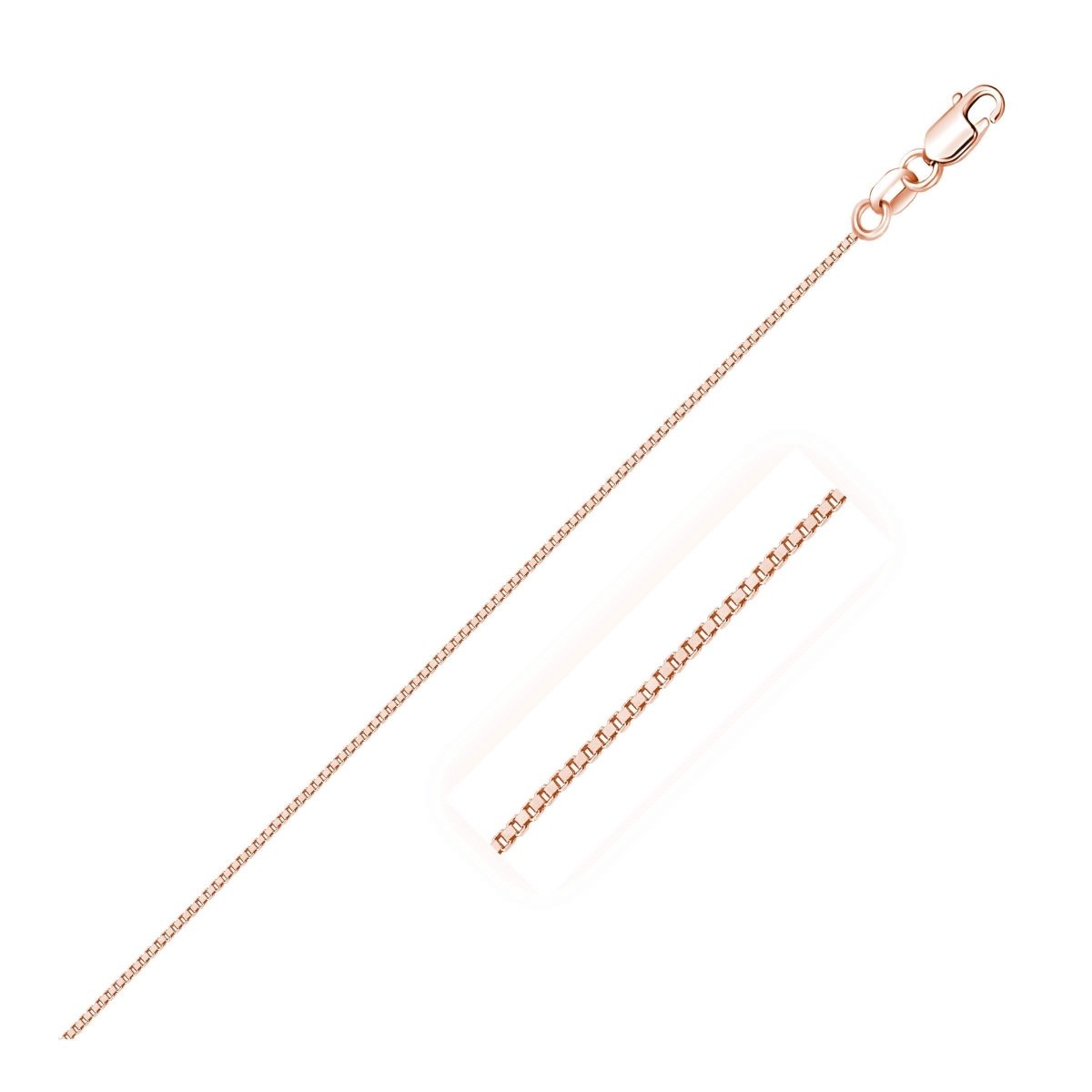 18k Rose Gold Classic Box Chain (0.60 mm) - Necklaces - Custom Crafting Alliance, LLC