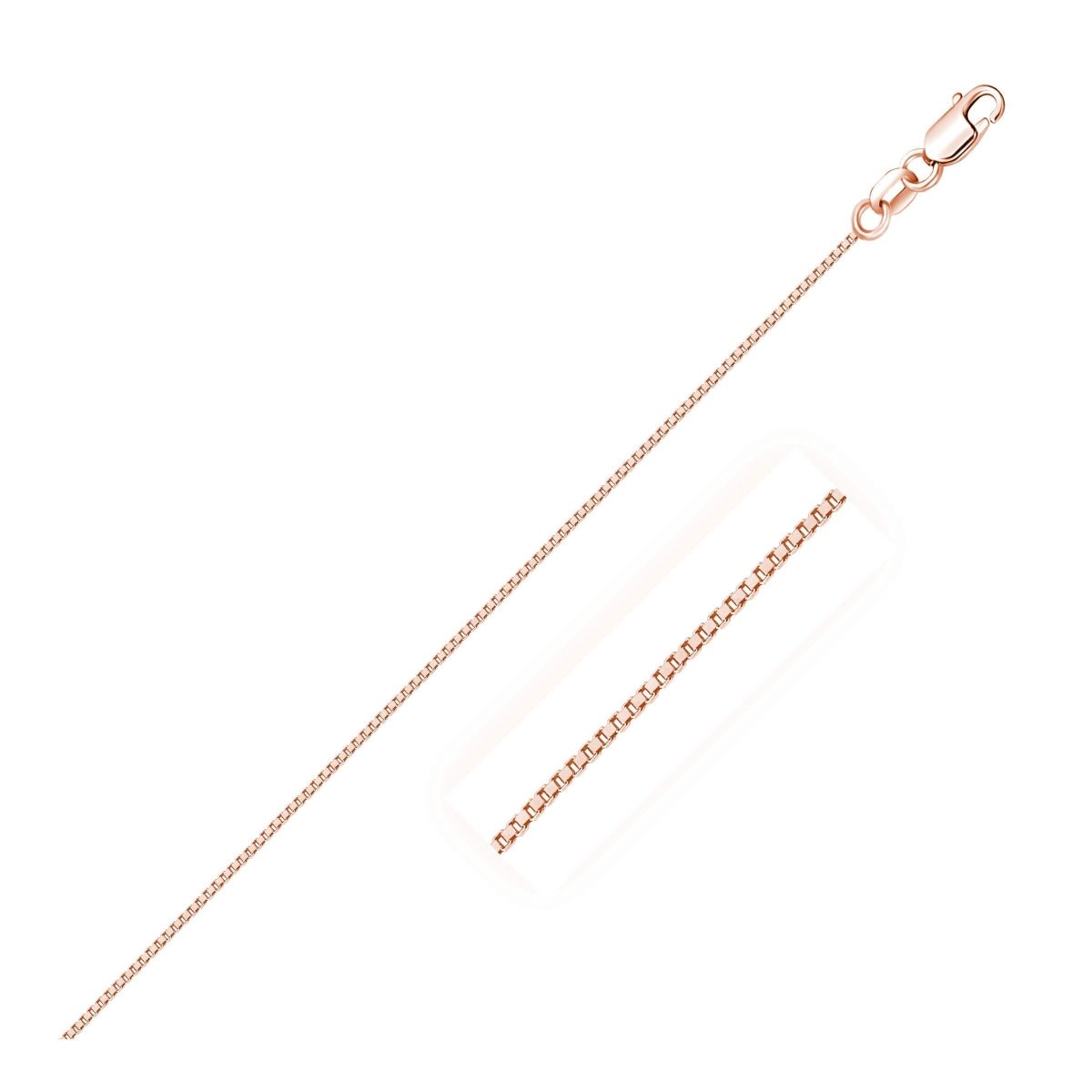 18k Rose Gold Classic Box Chain (0.60 mm) - Necklaces - Custom Crafting Alliance, LLC