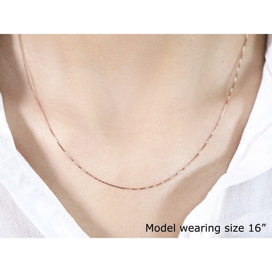 18k Rose Gold Classic Box Chain (0.60 mm) - Necklaces - Custom Crafting Alliance, LLC