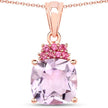 18K Rose Gold Plated 5.55 Carat Genuine Pink Amethyst and Rhodolite .925 Sterling Silver Pendant - Pendants - Custom Crafting Alliance, LLC