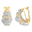 18K Two-Toned Gold 5.00 Cttw Diamond Three-tier Domed Button Omega Back Earrings (G-H Color, VS2-SI1 Clarity) - Earrings - Custom Crafting Alliance, LLC