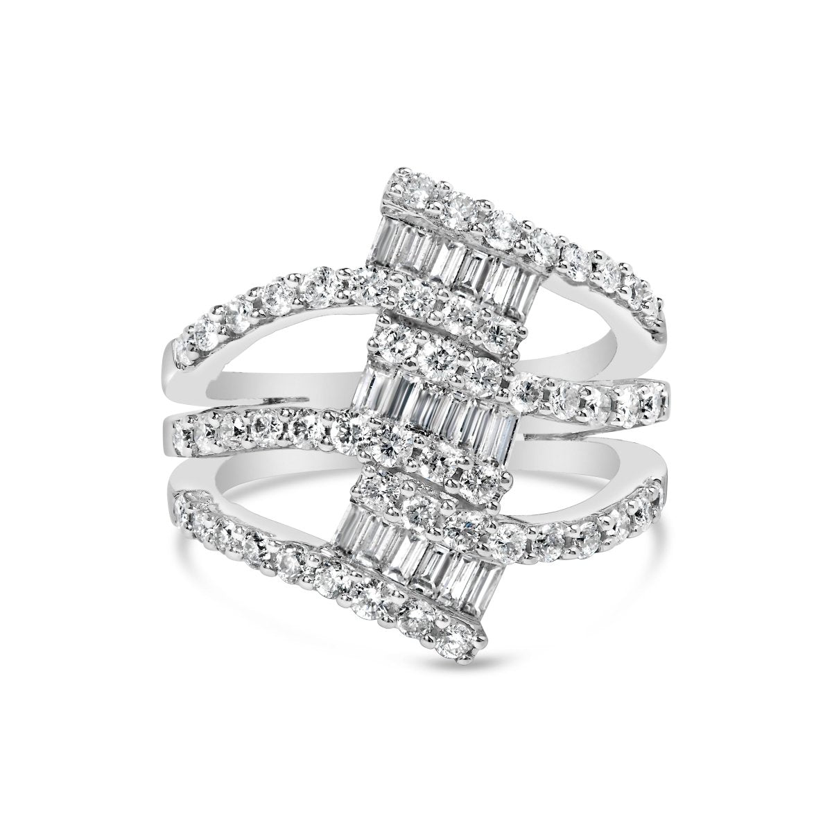 18K White Gold 1 3/4 Cttw Diamond Multi Crossover and Split Shank Cocktail Ring - Rings - Custom Crafting Alliance, LLC