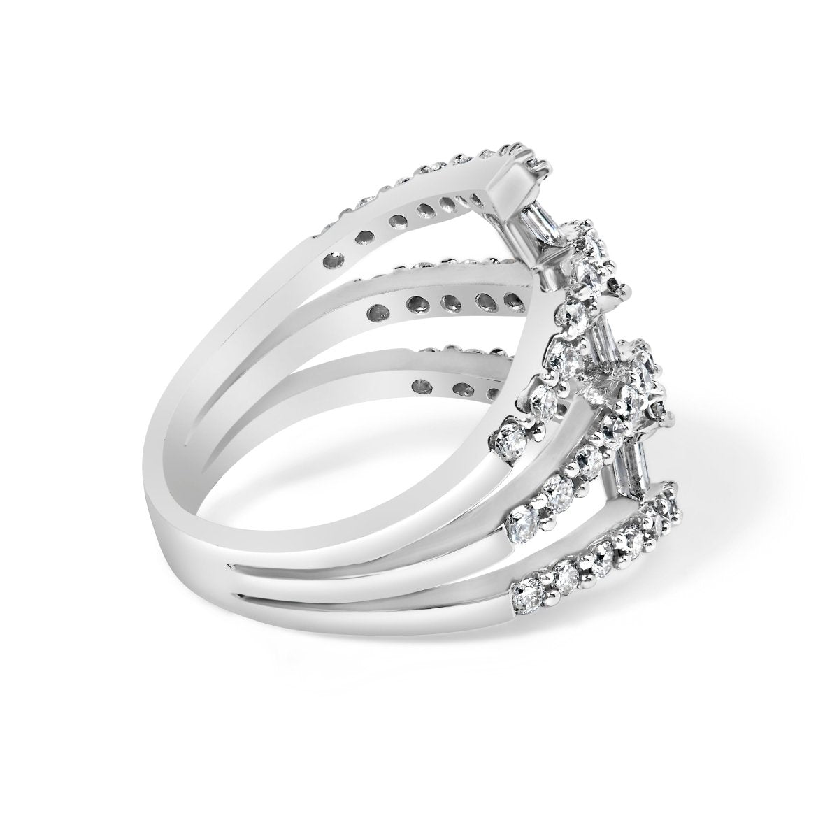 18K White Gold 1 3/4 Cttw Diamond Multi Crossover and Split Shank Cocktail Ring - Rings - Custom Crafting Alliance, LLC