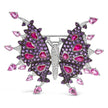 18K White Gold 1.00 Cttw Diamond, Ruby Sapphire, and Amethyst Mixed Gemstone Butterfly Brooch Pin (G-H Color, VS1-VS2 Clarity) - Accessories - Custom Crafting Alliance, LLC