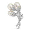 18K White Gold 2 1/5 Cttw Diamond and South Sea Pearl Floral Brooch Pin (G-H Color, VS1-VS2 Clarity) - Accessories - Custom Crafting Alliance, LLC