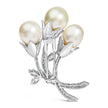 18K White Gold 2 1/5 Cttw Diamond and South Sea Pearl Floral Brooch Pin (G-H Color, VS1-VS2 Clarity) - Accessories - Custom Crafting Alliance, LLC