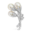 18K White Gold 2 1/5 Cttw Diamond and South Sea Pearl Floral Brooch Pin (G-H Color, VS1-VS2 Clarity) - Accessories - Custom Crafting Alliance, LLC
