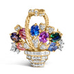 18K Yellow Gold 1 1/10 Cttw Diamond and Mixed Gemstone Floral Bouquet Pendant and Brooch Pin (G-H Color, VS1-VS2 Clarity) - Accessories - Custom Crafting Alliance, LLC