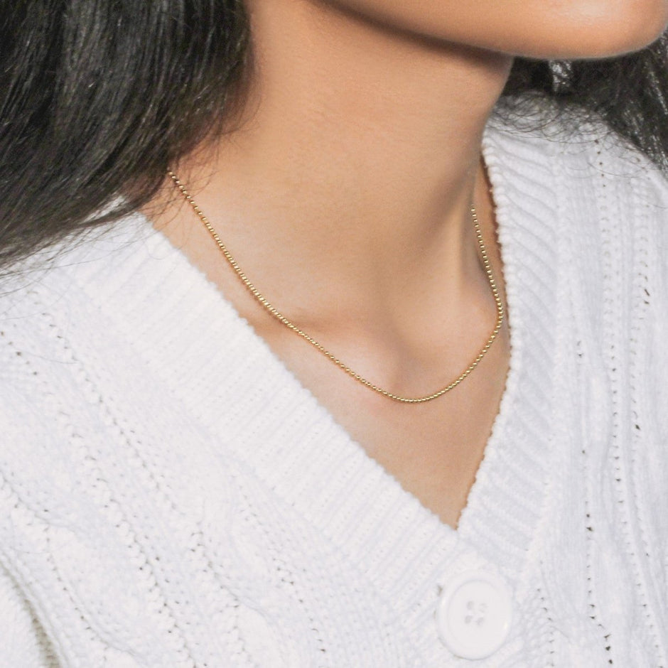 18k Yellow Gold Bead Chain 1.5mm (1.50 mm) - Necklaces - Custom Crafting Alliance, LLC