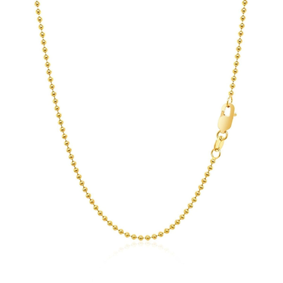 18k Yellow Gold Bead Chain 1.5mm (1.50 mm) - Necklaces - Custom Crafting Alliance, LLC