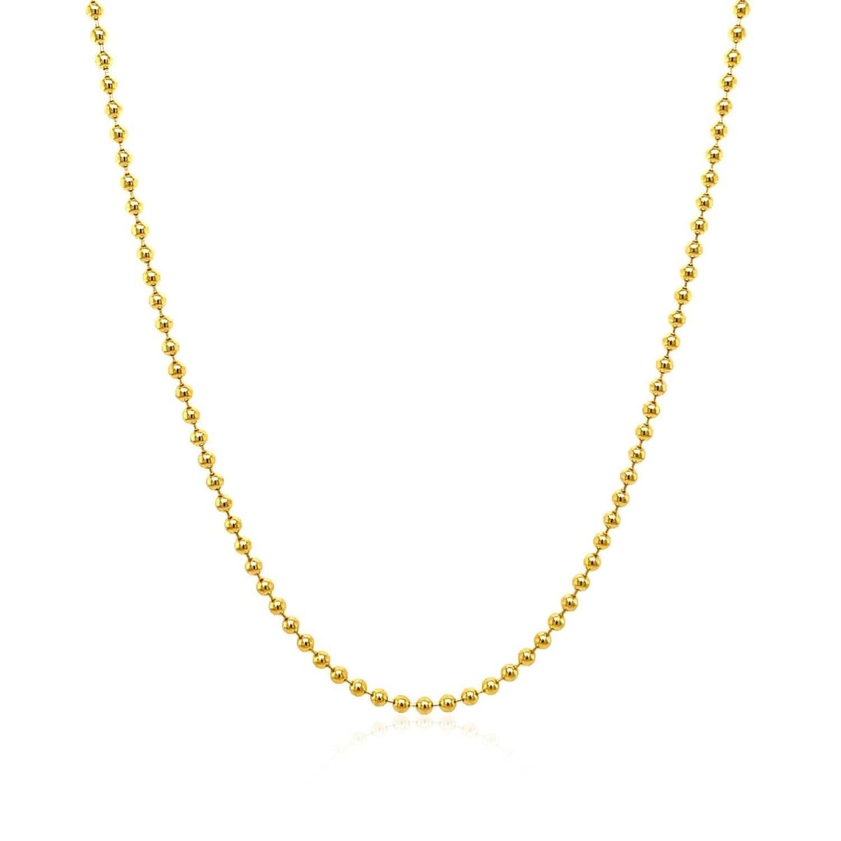 18k Yellow Gold Bead Chain 1.5mm (1.50 mm) - Necklaces - Custom Crafting Alliance, LLC