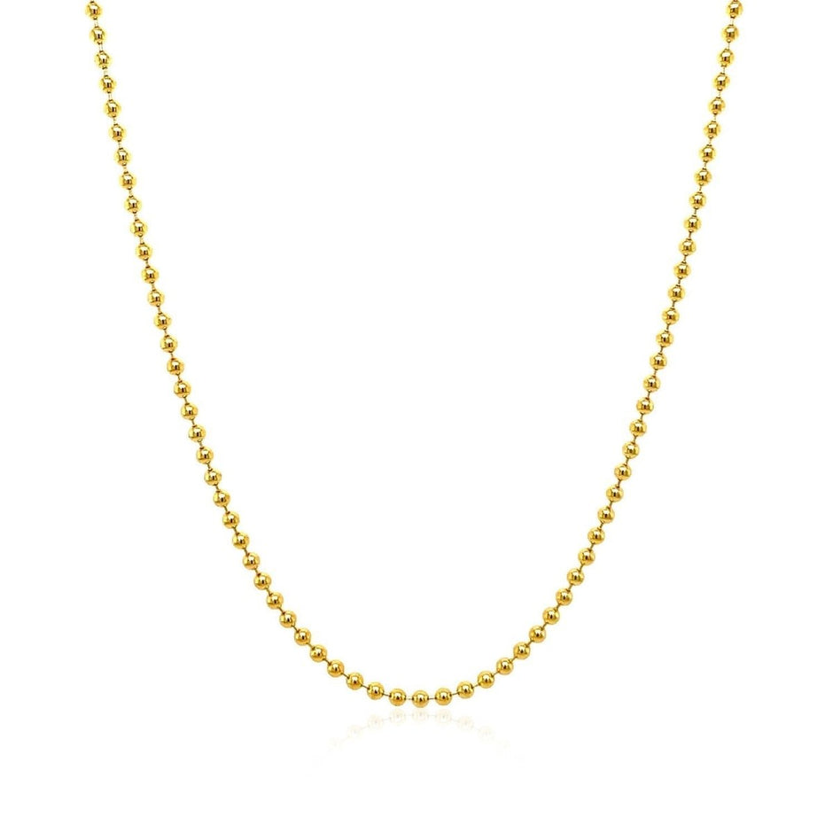 18k Yellow Gold Bead Chain 1.5mm (1.50 mm) - Necklaces - Custom Crafting Alliance, LLC