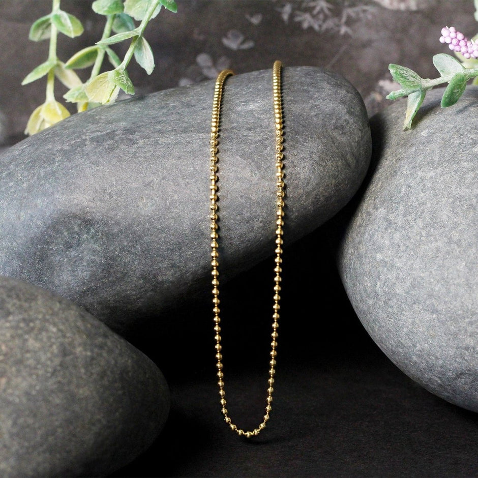 18k Yellow Gold Bead Chain 1.5mm (1.50 mm) - Necklaces - Custom Crafting Alliance, LLC