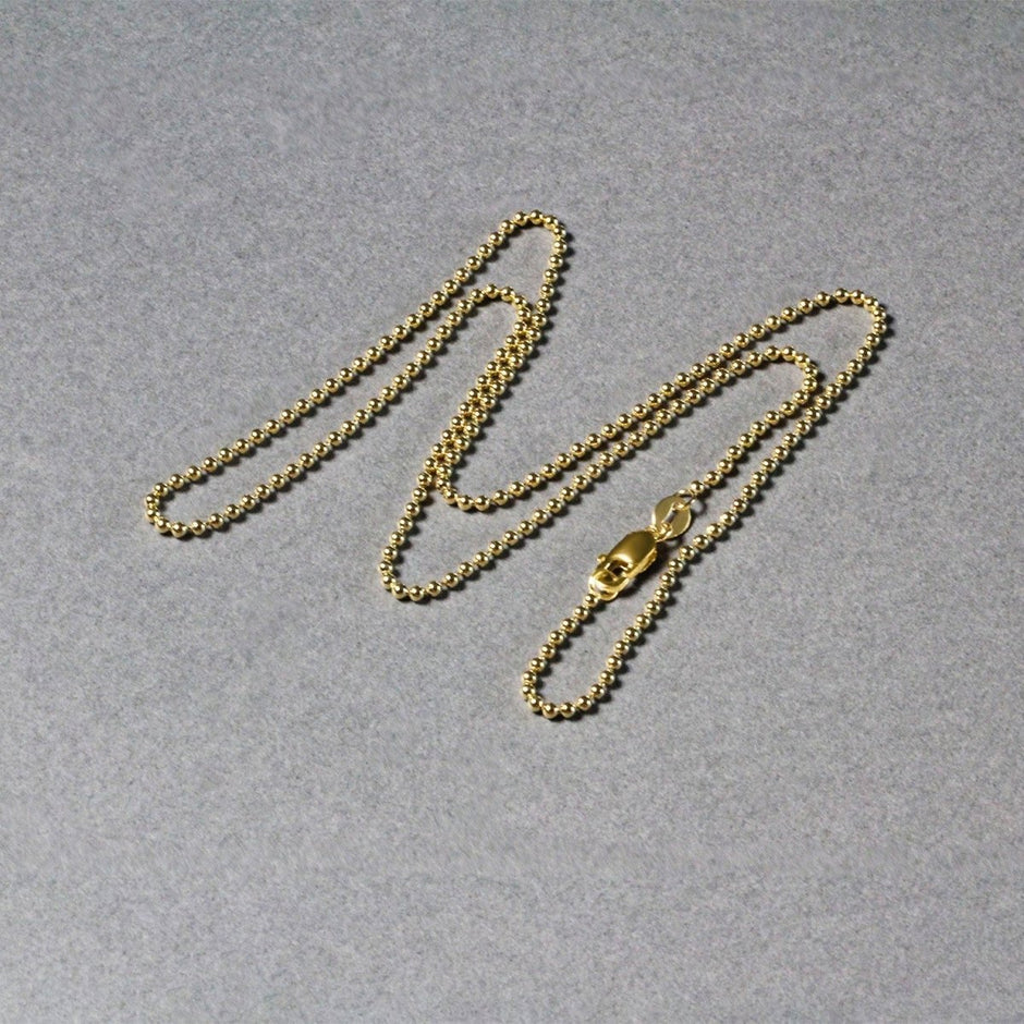 18k Yellow Gold Bead Chain 1.5mm (1.50 mm) - Necklaces - Custom Crafting Alliance, LLC