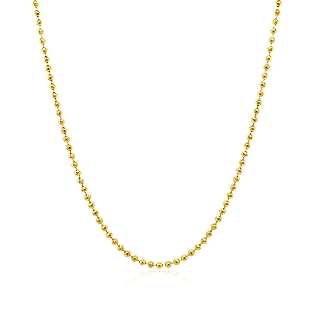 18k Yellow Gold Bead Chain 1.5mm (1.50 mm) - Necklaces - Custom Crafting Alliance, LLC